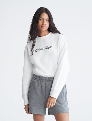 Стандартная толстовка с круглым вырезом и логотипом свободного кроя Calvin Klein, белый