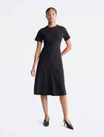 Расклешенная юбка с короткими рукавами Миди-платье Calvin Klein, черный