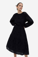 Платье с вышивкой и завязками на люверсах H&M, черный