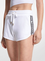 Короткие спортивные шорты ретро Michael Michael Kors Logo Tape Cotton Blend, белый/черный