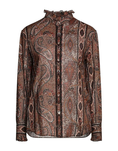 Блуза с рюшами и принтом пейсли CELINE, коричневый
