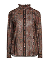 Блуза с рюшами и принтом пейсли CELINE, коричневый