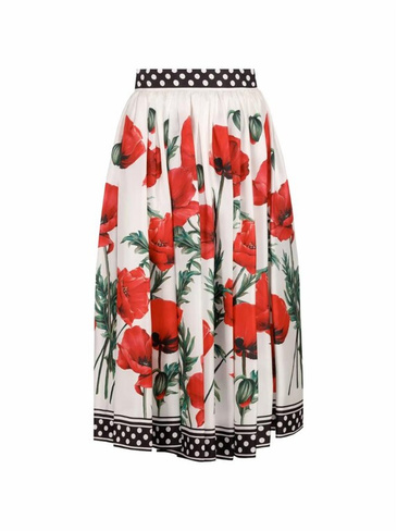 Шёлковая юбка с принтом маков Dolce&Gabbana