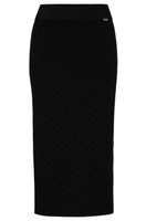 Юбка миди Hugo Boss Knitted Jacquard-pattern Pencil Skirt With Logo Trim, черный