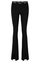 Брюки Hugo Boss Slim-fit Trousers In Stretch Fabric With Slit Hems, черный