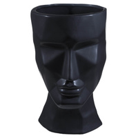 Kuchenland Ваза для цветов, 29 см, декоративная, керамика, черная, Графичное лицо, Face