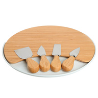 Набор для сыра, 6 пр, блюдо-доска на подставке, керамика/бамбук, Круг, Cheese