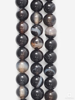Бусины из чёрного агата (чёрный оникс), 61-65 шт. на нитке, 6-7 мм