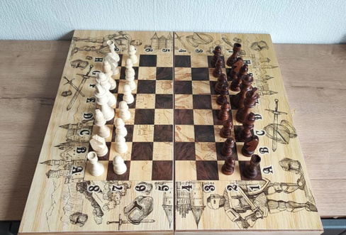 Шахматы, нарды и шашки 3 в 1 "Рыцарские" Собственное производство