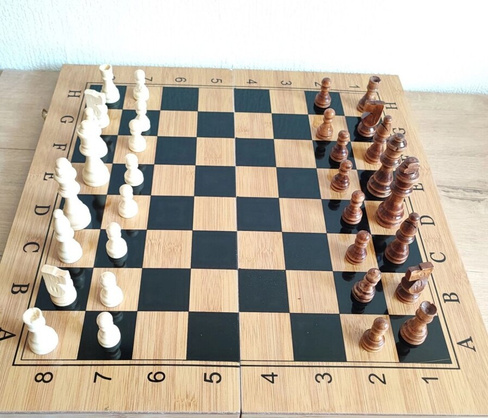 Шахматы, шашки, нарды "Классика-бамбук" набор 3в1 Собственное производство