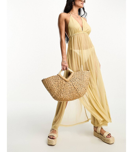 Золотистое пляжное летнее платье с ремешками Ann Summers