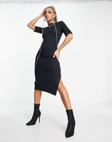 Черное платье миди мини с логотипом Nike Essential