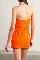 NORMA KAMALI Платье мини без бретелек Pickleball из эластичного джерси со сборками, апельсин