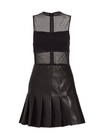 Мини-платье трапециевидной формы Chara из сетки и искусственной кожи Alice + Olivia, черный