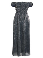 Платье миди с открытыми плечами и пайетками Lily Altuzarra, серебряный