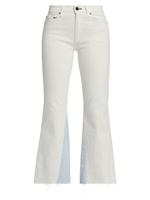 Двухцветные укороченные расклешенные джинсы The Geek Askk NY, слоновая кость