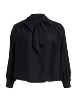 Шелковая блузка с завязками на шее BAACAL, Plus Size, черный