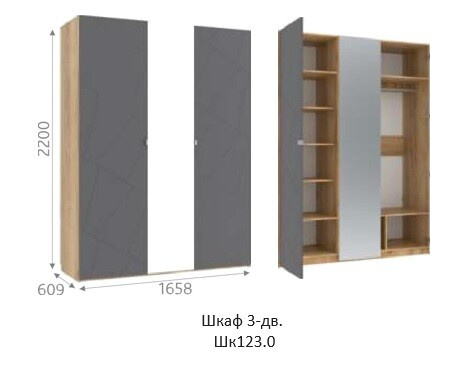 Шкаф для одежды Шерлок 3-х дв (Омск-Мебель)
