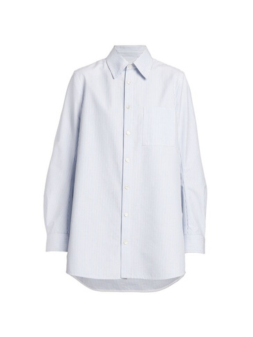 Полосатая хлопковая рубашка Bottega Veneta, белый