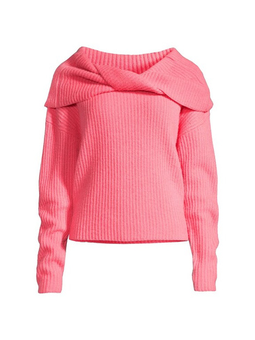 Трикотажный свитер в рубчик со стояками Brochu Walker, розовый