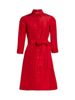 Шелковое платье-рубашка с рукавом-браслетом Carolina Herrera, красный