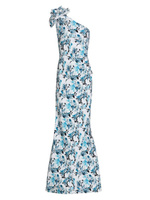 Асимметричное платье из джерси с цветочным принтом Gosia Chiara Boni La Petite Robe, синий