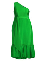 Шелковое платье-миди на одно плечо Fiorella Gabriella Rossetti, зеленый
