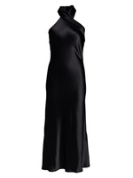 Атласное миди-платье Pandora с вырезом халтер Galvan, черный