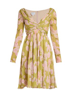 Шелковое платье с цветочным принтом и отворотом спереди Giambattista Valli, зеленый