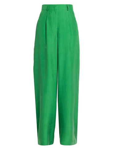 Шелковые брюки с высокой посадкой Giorgio Armani, зеленый