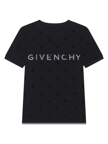 Двухслойная облегающая футболка из тюля 4G Givenchy, черный