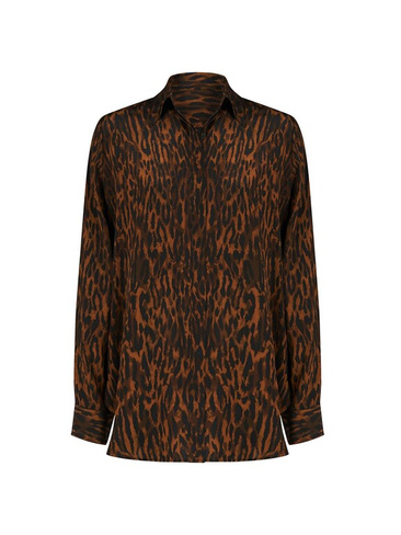 Рубашка Zora из крепдешина с леопардовым принтом Halston