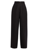 Широкие плиссированные льняные брюки Alina с поясом HEVRON, черный