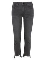 Прямые укороченные джинсы с потертостями и ступенчатым краем Jen7, черный