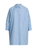 Хлопковая рубашка в крупную полоску с пуговицами спереди Jil Sander, синий