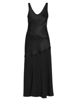 Атласное платье-комбинация с круглым вырезом Jil Sander, черный