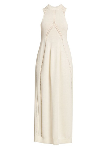 Платье миди с открытой отстрочкой из смесовой шерсти Jil Sander