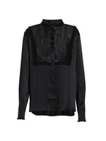 Шелковая блузка с кружевом Kiki de Montparnasse, черный