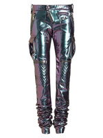 Переливающиеся байкерские узкие брюки LaQuan Smith, фиолетовый