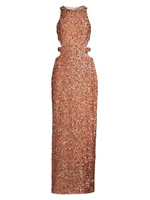 Платье-колонна с вырезами и пайетками Liv Foster, бронзовый