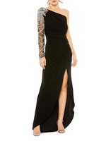 Асимметричное платье из джерси, украшенное кристаллами Mac Duggal, черный