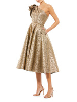 Асимметричное металлическое платье чайной длины Mac Duggal, бронзовый
