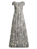 Платье трапециевидной формы с рукавами-крылышками и цветочным принтом Mac Duggal