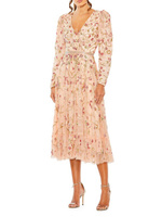 Коктейльное платье-миди с цветочным декором Mac Duggal
