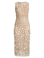 Платье-футляр с цветочным принтом и бисером Mac Duggal, слоновая кость