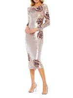Платье миди с металлическим цветочным принтом Mac Duggal, винтаж