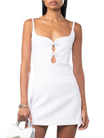 Трикотажное мини-платье с кристаллами и бантом MACH & MACH, белый