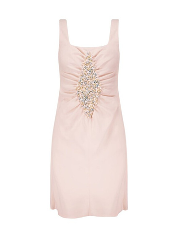Мини-платье-комбинация с ромбовидной инкрустацией Marina Moscone, розовый
