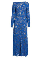 Платье с длинными рукавами и цветочным кружевом Marni, синий
