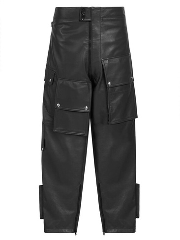 Кожаные брюки карго с низкой посадкой Marni, черный